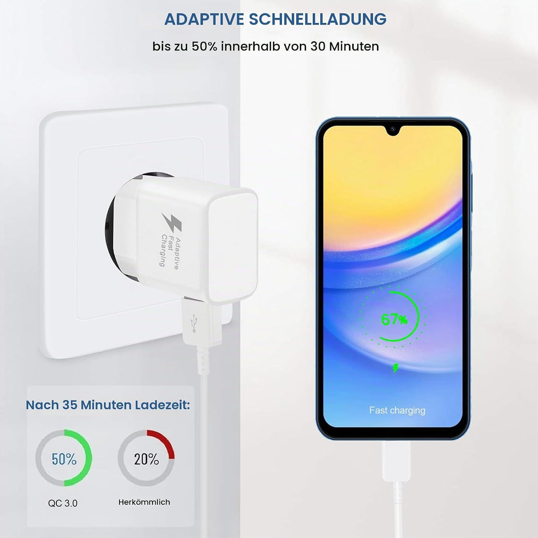 3er Pack USB Ladegerät mit Ladekabel Original USB Typ-C für Samsung Galaxy A15 A14 A13 A04S A71 A55