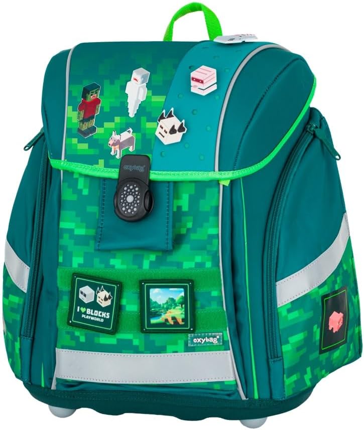 OB Premium Light - Playworld - Pixel - Schulranzen-Set 9tlg. mit Sporttasche, Schultüte N, Brotdose