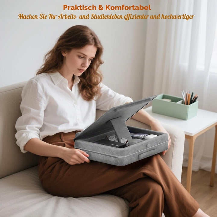 KDD Laptopkissen Schoss mit Aufbewahrung, Laptop Tisch für Bett/Sofa/Couch, Verstellbarer Laptop Unt