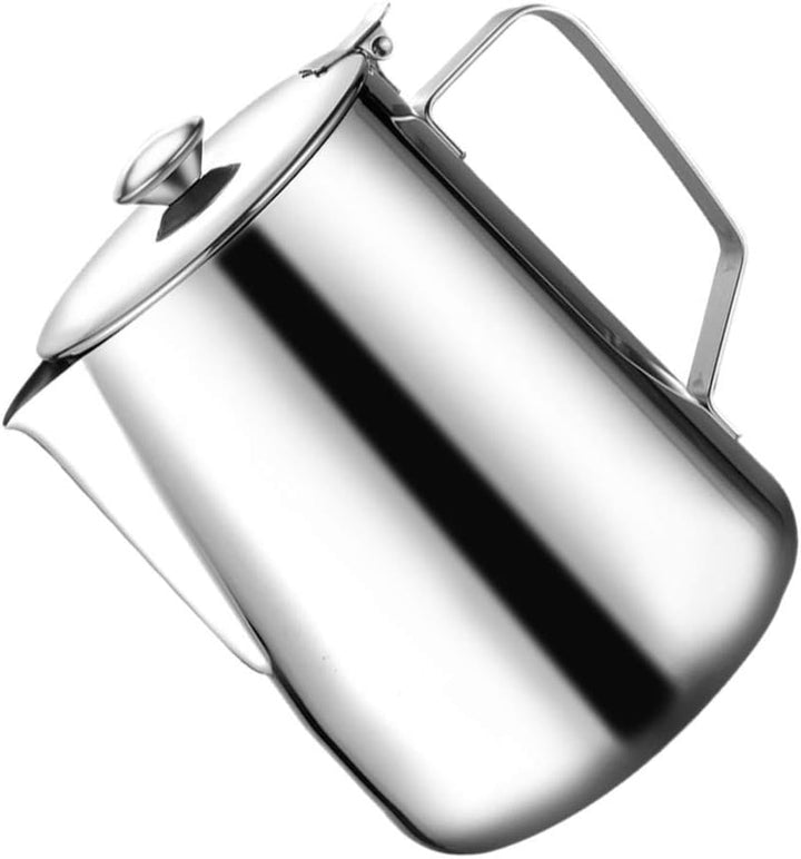 BESTonZON Milchkännchen Edelstahl Sahnekännchen mit Deckel 350 ML Aufschäumen Milch Kaffee Mokka Cap