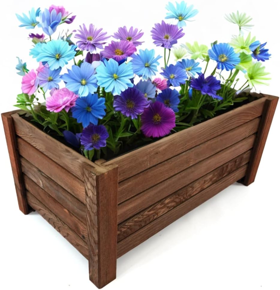 Ogrodzenia Wiklinowe Pflanzkübel Rechteckig 59 x 33 x25 cm - Holz Blumentopf - Dunkelbraun - Pflanzk