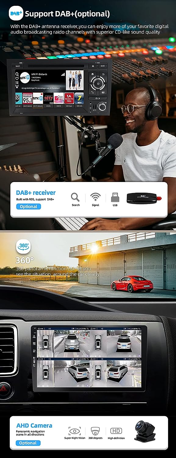 JOYX Android 12 Autoradio Passt für Audi A4/S4/RS4/Seat Exeo - [4G+64G] - Eingebaut DSP+Carplay+Andr