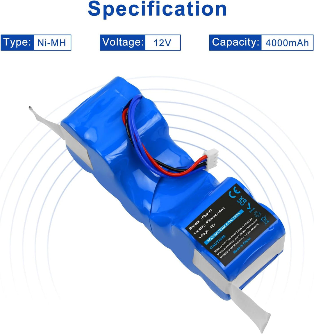 12V 4000mAh NI-MH Ersatzakku für Ecovacs Deebot 900 907 700 M88 DD33 OZMO 600 601 610 901 902 Sweepe