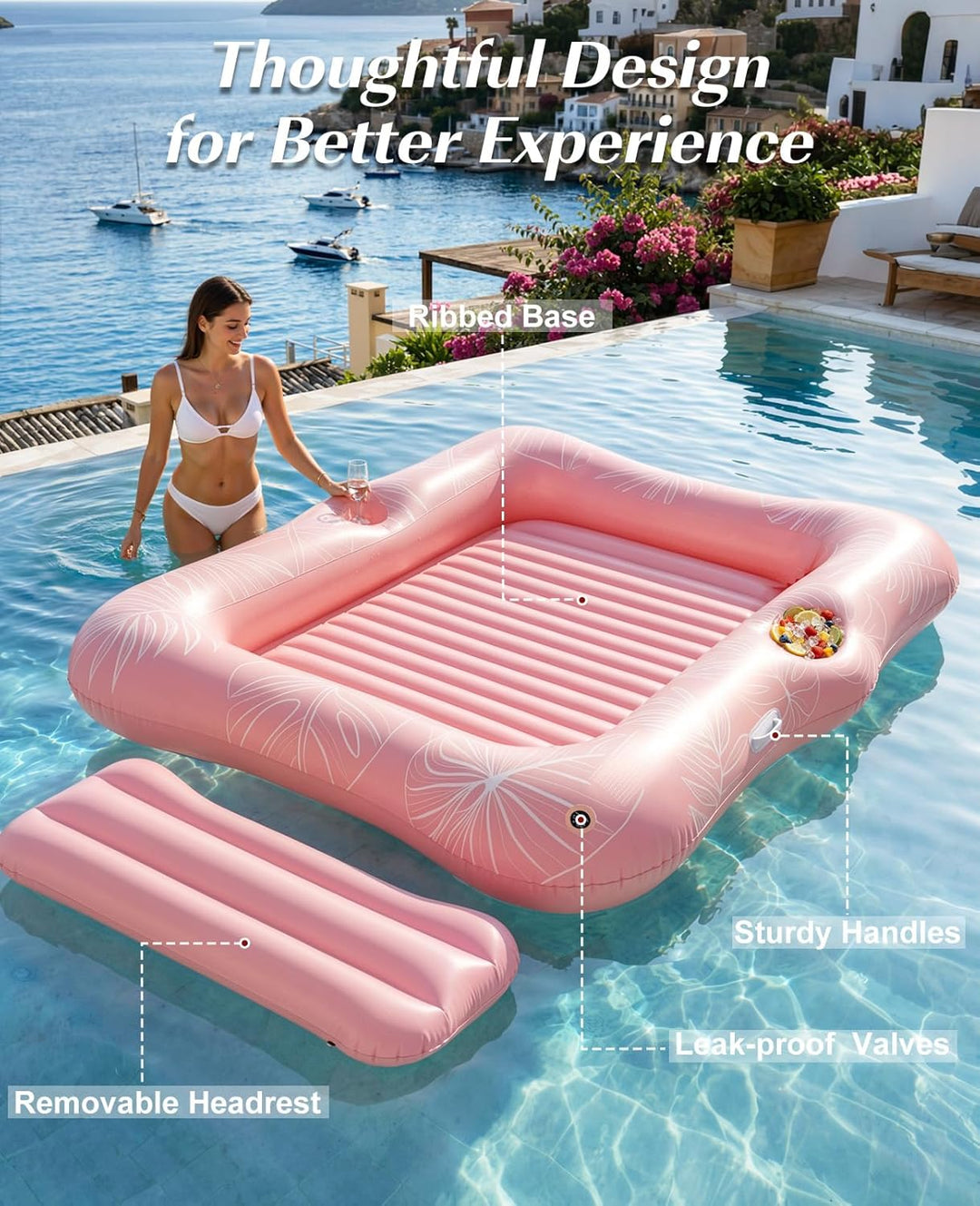 HeySplash Aufblasbares Pool Luftmatratze mit Tassenhalter, Pool Aufblasbares Bett in Meerjungfrau Sc