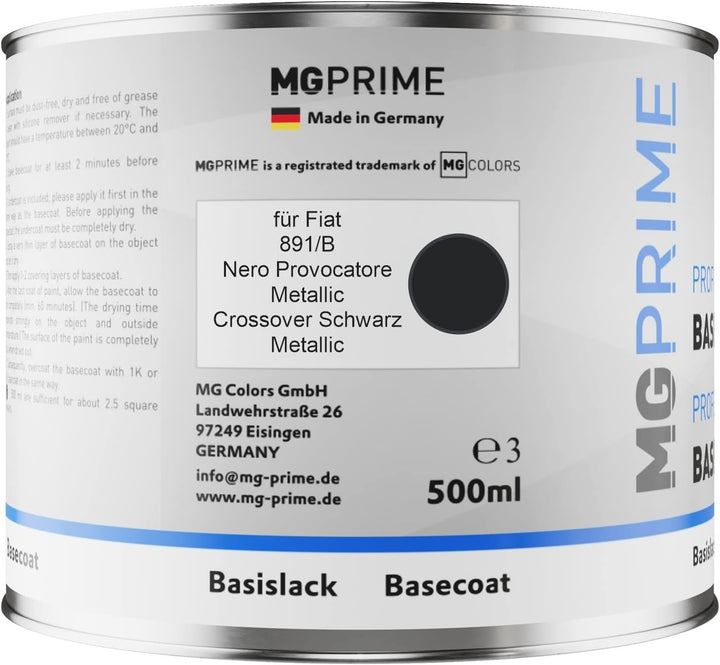 MG PRIME Autolack Set Dose spritzfertig für Fiat 891/B Nero Provocatore Metallic/Crossover Schwarz M