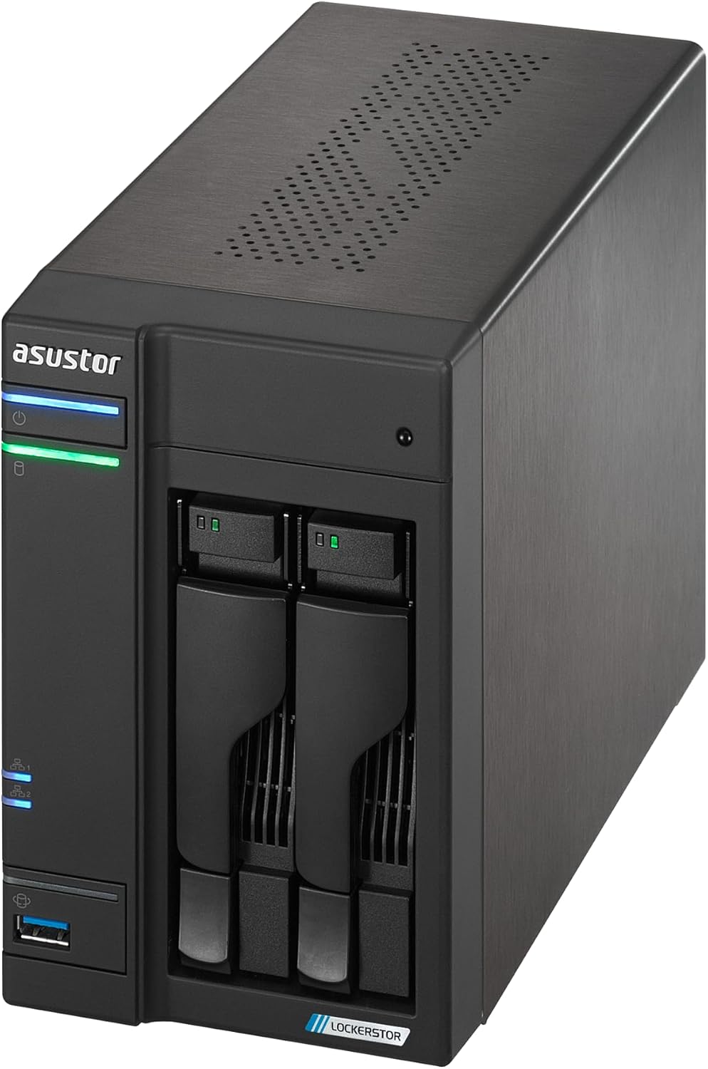 Asustor Lockerstor 2 Gen2+ AS6702T v2 2 Bay NAS Storage, Intel Quad-Core 2.0GHz CPU, Dual 5GbE Ports