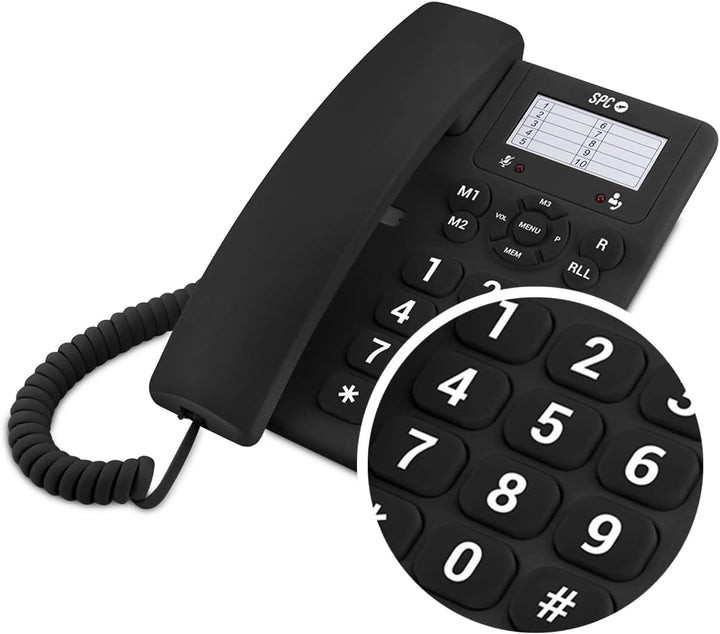 SPC Original – Tisch- oder Wandtelefon, mit grossen, leicht zu bedienenden Tasten, 3 Direktspeicher,