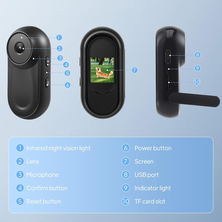 Mini Action Cam, 1080P Tragbare Body Kamera, 130° Bodycam Körperkamera, Outdoor-Reiten Actionkameras