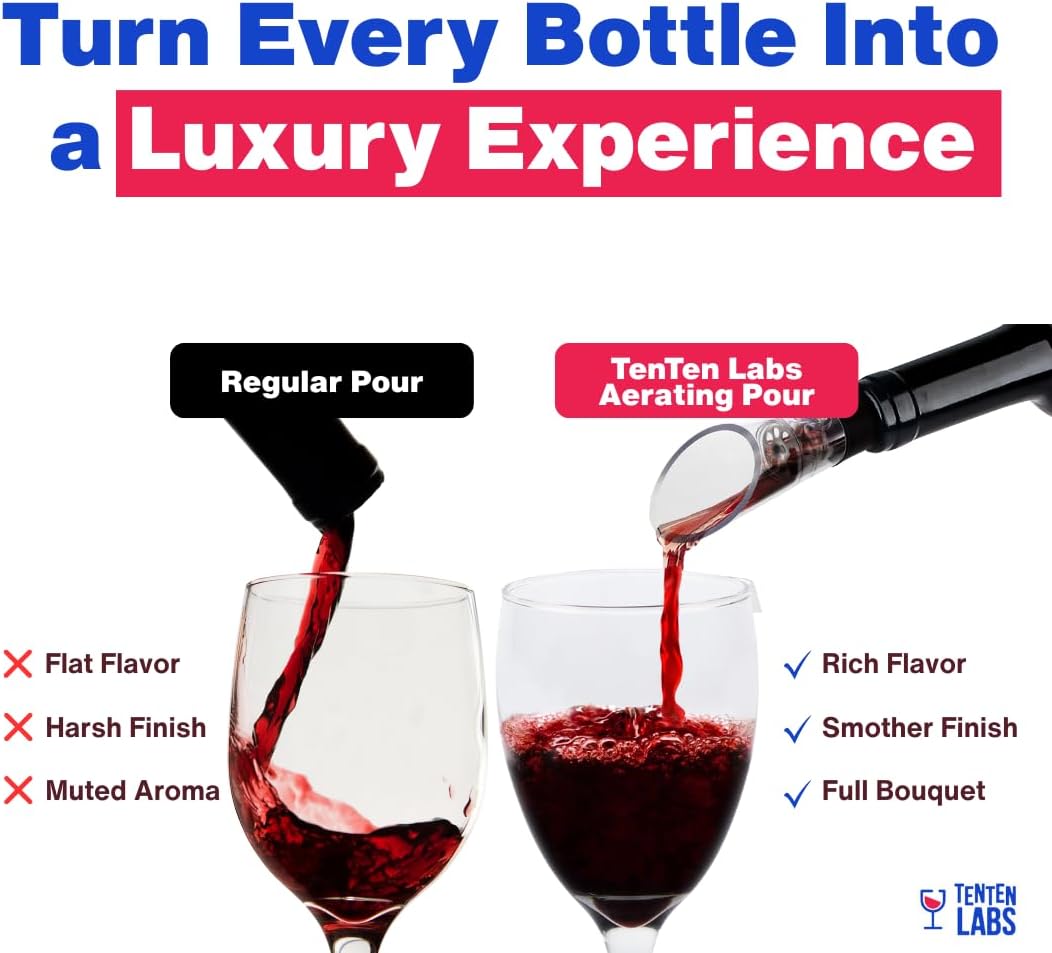 TenTen Labs WeinBelüfter und Weinsparer Vakuumpumpe COMBO – Premium WeinDekanter und Wein Konservier