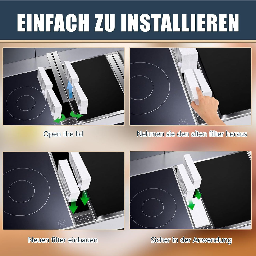 4 Stück Dunstabzugshaube Aktivkohlefilter für Bosch HEZ9VRCR0 / Siemens HZ9VRCR0 / Neff Z821VR0 / Ga