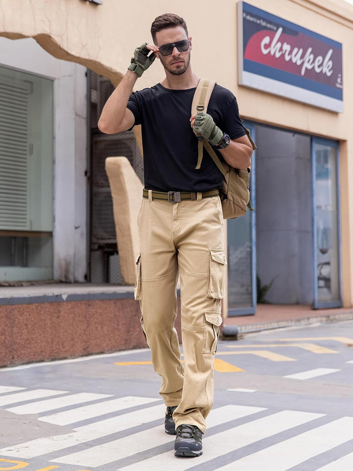 Breampot Herren Cargohose Baumwolle Baggy Chino Hosen Freizeit Outdoorhose Arbeitshose Trouser Pants