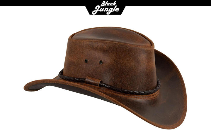 Black Jungle Kimbolton Lederhut, Westernhut, Australienhut, Cowboyhut L Ocker, L Ocker