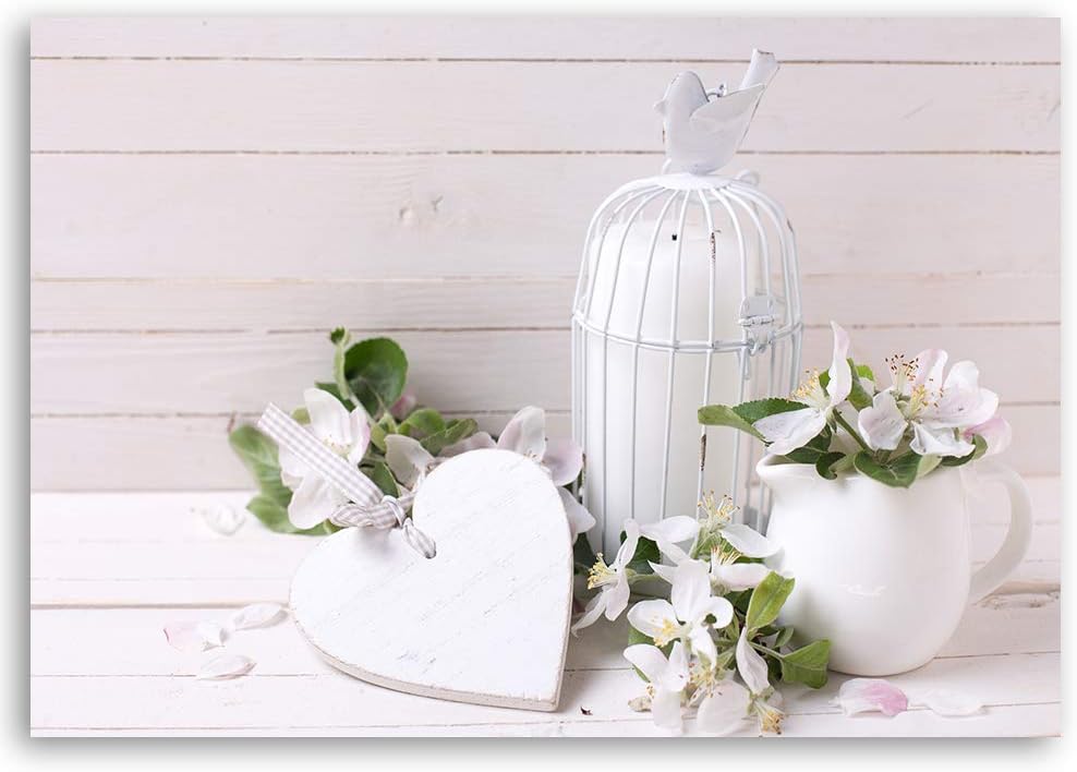 Feeby Wandbild XXL Herz Shabby Chic Bilder für Wohnung Weiss 120x80 cm M14321 120x80 cm, M14321 120x