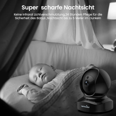 Wansview WLAN IP Kamera,1080P Überwachungskamera innen, 2,4Ghz WiFi Haustier Kamera , Babyphone mit