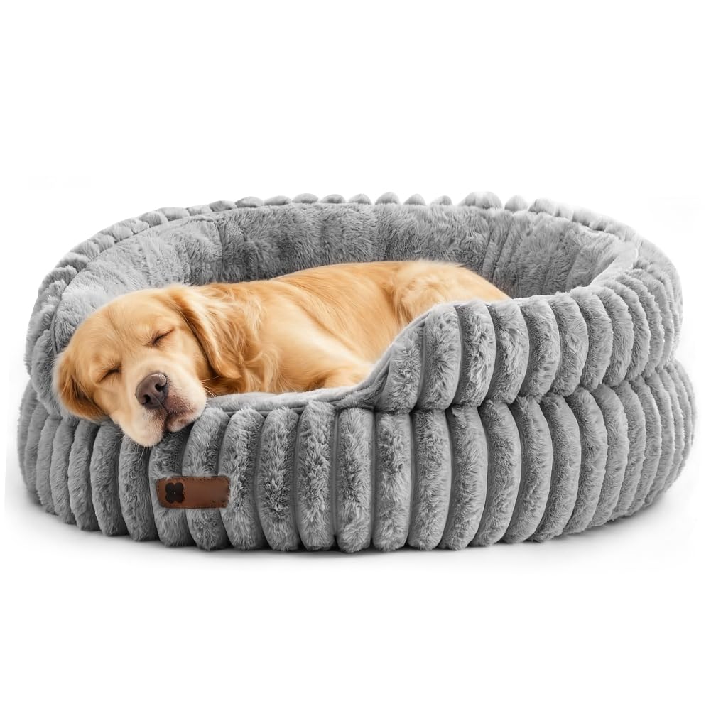 FARYODI Katzenbetten Weiches für Katzen L, Stilvolle Runde Hundebett für Kleine und Mittelgrosse Hun