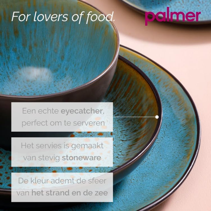 Palmer Geschirrset LOTUS 6 Personen, modernes Tafelservice 24-teilig, hochwertiges Kombiservice aus