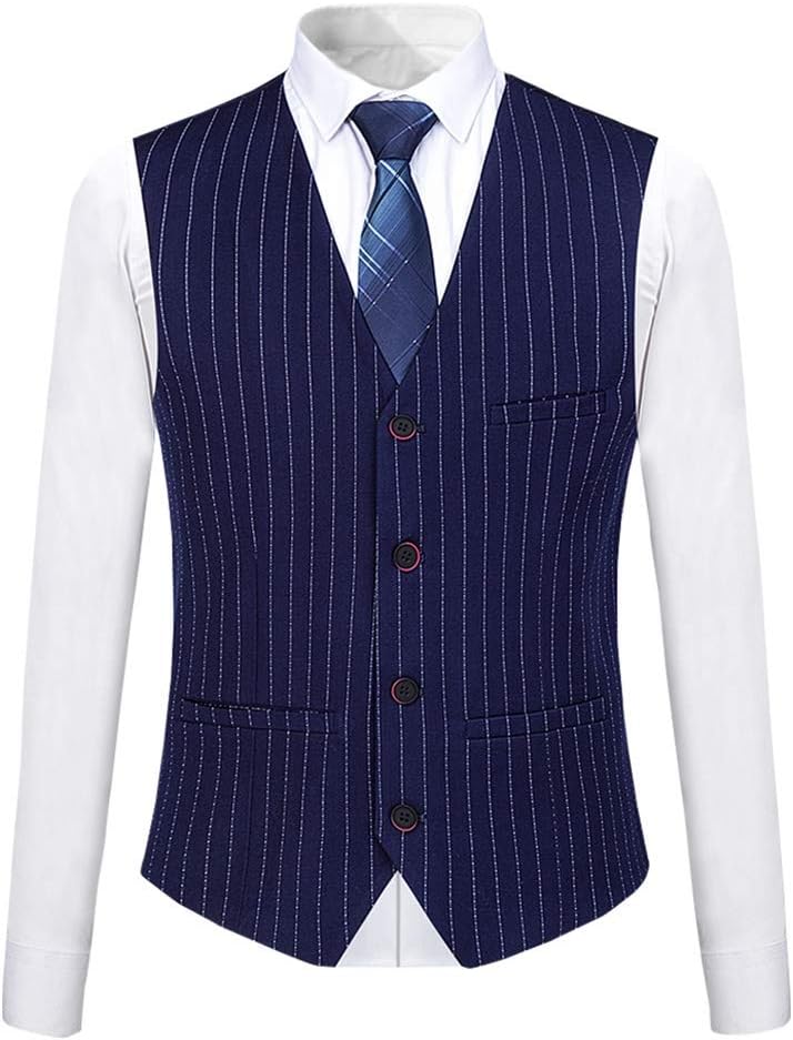 YOUTHUP Anzug Herren Slim Fit 3 Teilig Vertikale Streifen Anzüge Business Herrenanzug Sakko Weste Ho