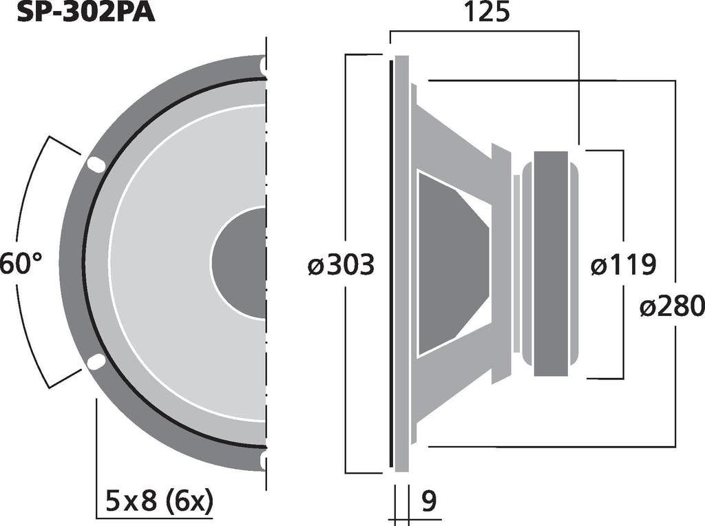 MONACOR SP-302PA Universal-Tieftöner mit 100 Watt Nennbelastbarkeit und einer Impedanz von 8 Ohm, Ba
