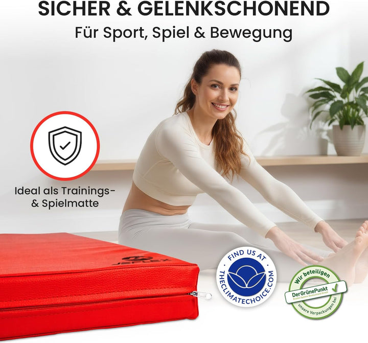 Jeflex - Weichbodenmatte & Turnmatte 200 x 100 x 8 cm MADE IN GERMANY/Gymnastikmatte tragbar/platzsp