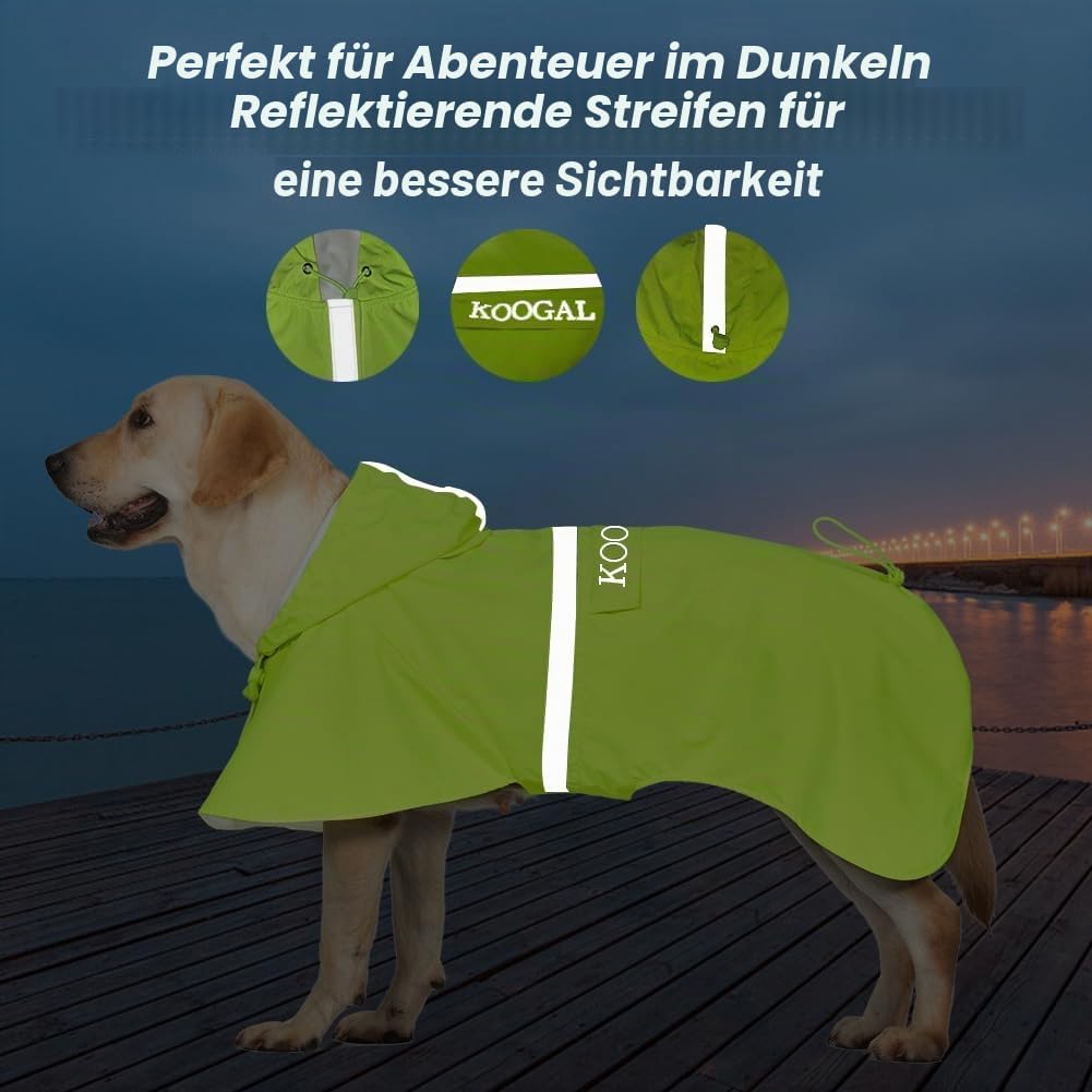 Grosse Hunde Regenjacken Mit Kapuze,Hunde Regenmantel,Mit Reflektierenden Sicherheitsstreifen, Wasse