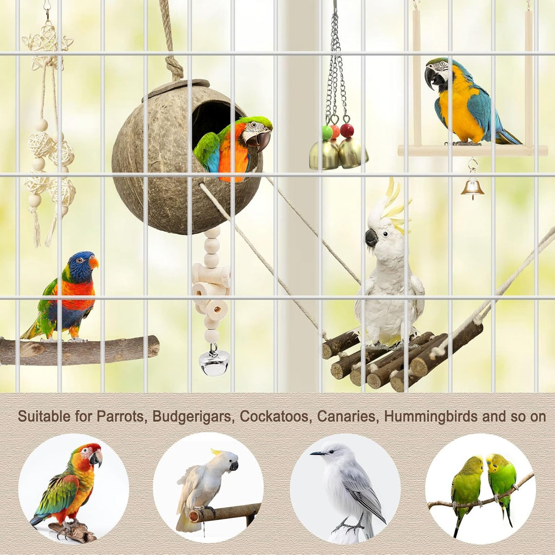7 StüCk Vogelspielzeug, Vogel Spielzeug Wellensittich Spielzeug, VogelkäFig ZubehöR, Naturholz Vogel