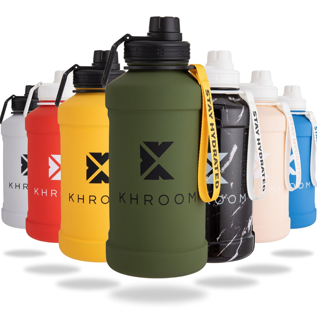 Khroom Edelstahl Trinkflasche 1,3L & 2,2L – Kohlensäure geeignet, auslaufsicher, spülmaschinenfest,