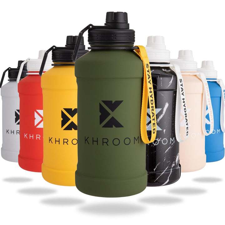 Khroom Edelstahl Trinkflasche 1,3L & 2,2L – Kohlensäure geeignet, auslaufsicher, spülmaschinenfest,
