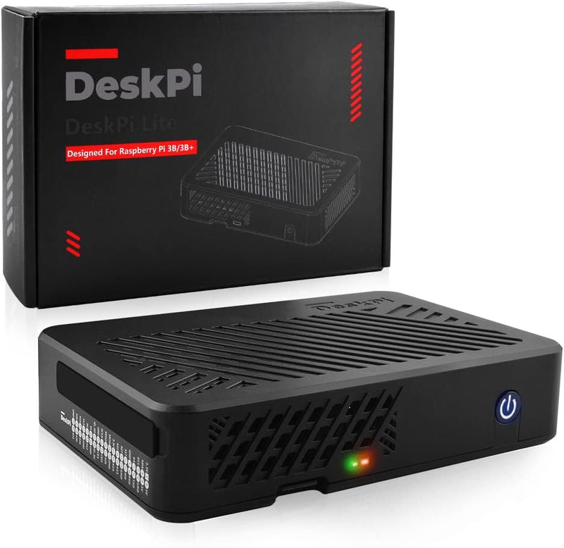 GeeekPi DeskPi Lite Gehäuse für Raspberry Pi 3B/3B+, Raspberry Pi 3B ABS Gehäuse mit Power Button &