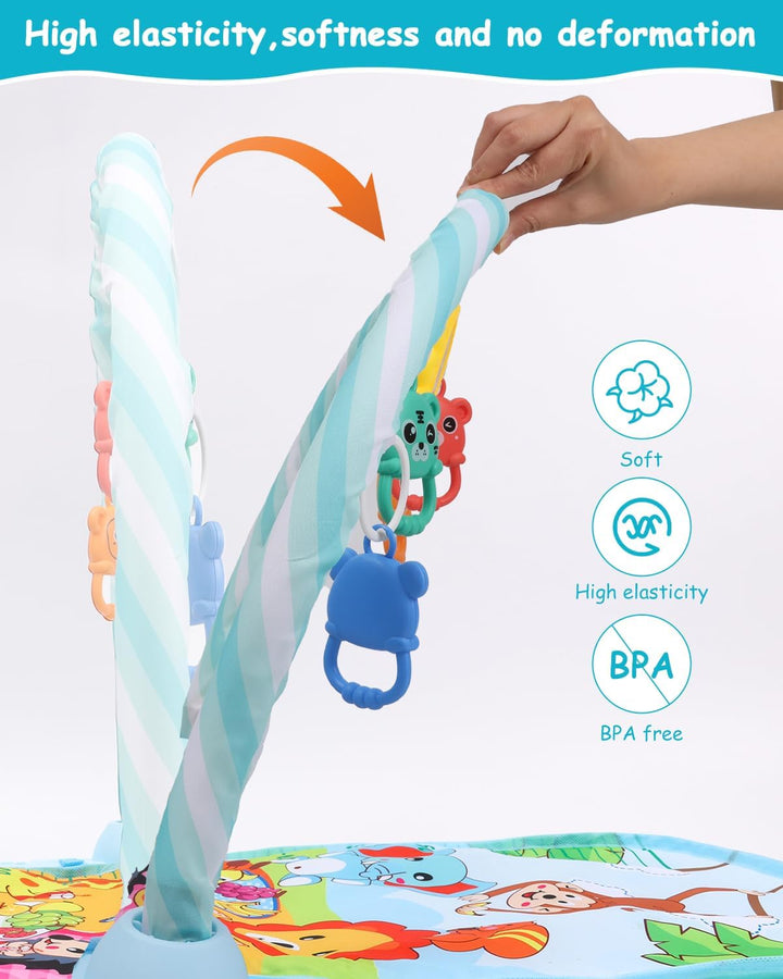 Baby Spielbogen Spieldecke,pieldecke Baby-Spielmatte mit Klavier,Spielmatte mit Spielbogen abnehmbar