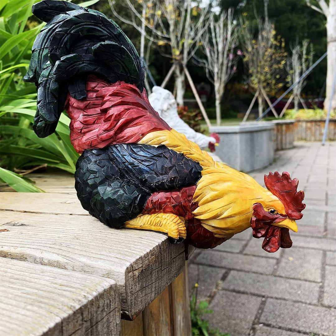 Handsider Gartenstatuen Huhn, Kunst Hahn Gartenfiguren Dekoration, Simuliert Tier für Zaun Zimmer Te