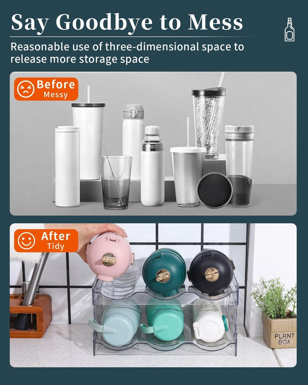 Flaschenhalter Kühlschrank Stapelbar 6 Flaschen - Effizienter Flaschen Organizer für Kühlschrank und