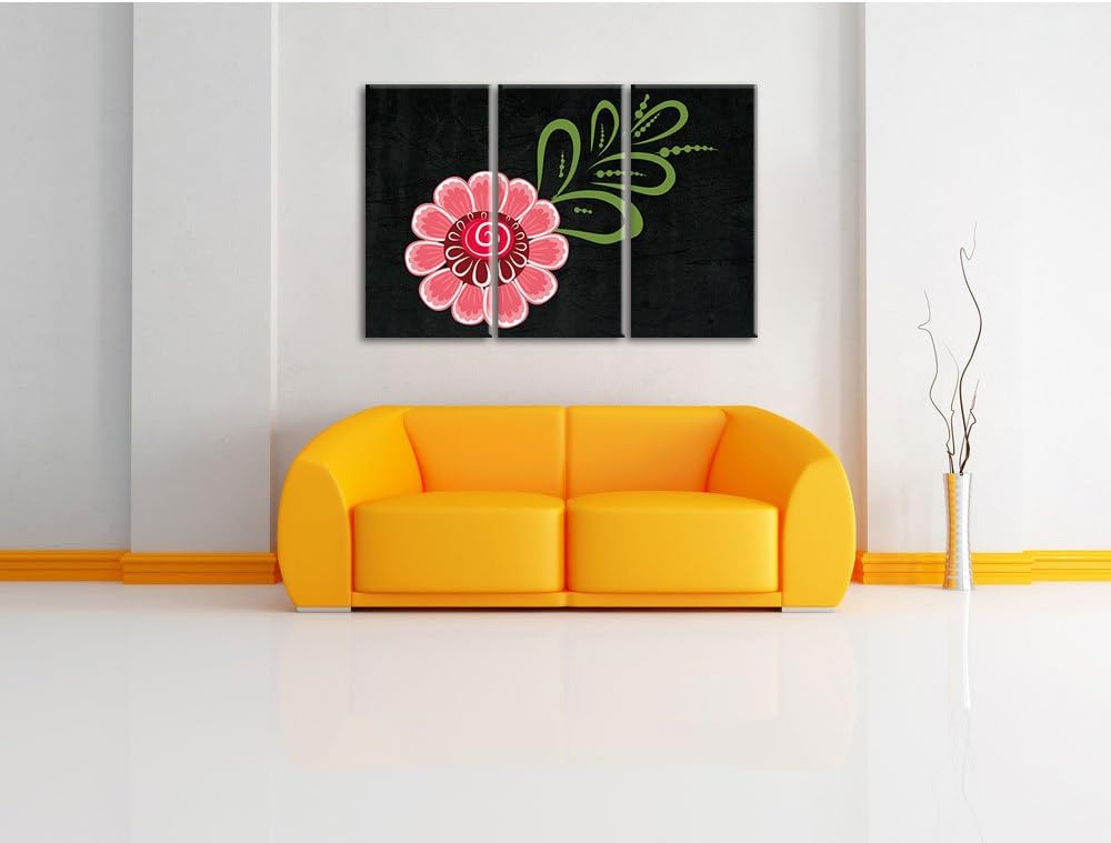 Pixxprint Hübsche rosa Blume als Leinwandbild/Grösse: 3 Teilig (120x80) cm/Wandbild/Kunstdruck/ferti