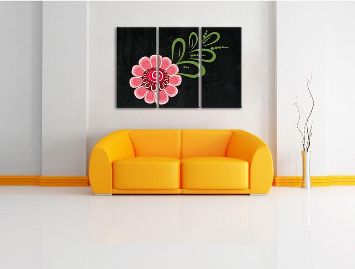Pixxprint Hübsche rosa Blume als Leinwandbild/Grösse: 3 Teilig (120x80) cm/Wandbild/Kunstdruck/ferti