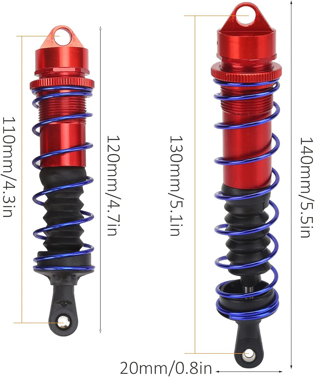 Stossdämpfer Vorne Hinten, Aluminium 120mm Vorne 140mm Hinten Metall Stossdämpfer Dämpfer Set Kompat
