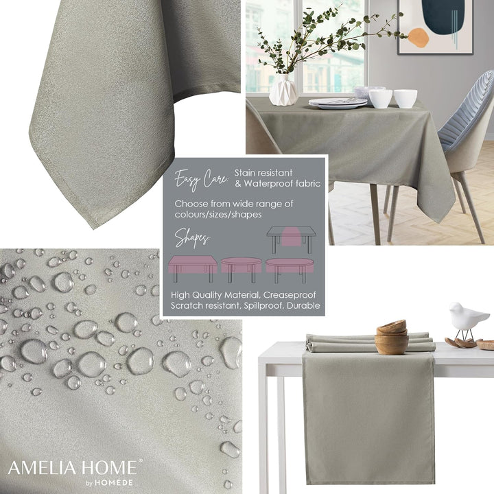 AmeliaHome Tischdecke 110x180 cm Tischtuch Tafeldecke Fleckschutz Lotuseffekt Abwaschbar Wasserabwei