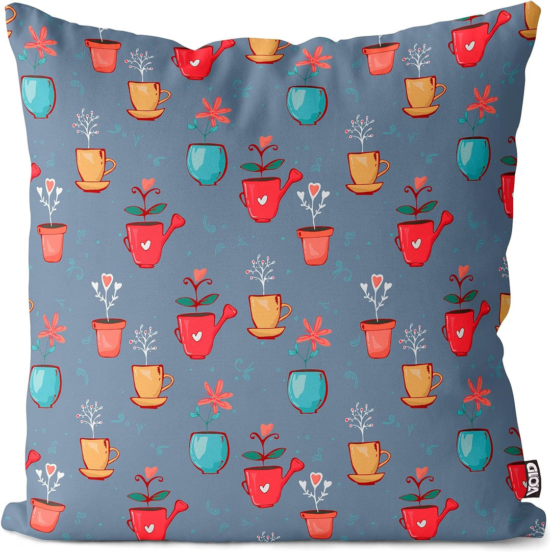VOID Blumen Vasen Muster Kissenbezug 50x50 Kissenhülle Kissen Sofakissen Dekokissen wetterfest Outdo