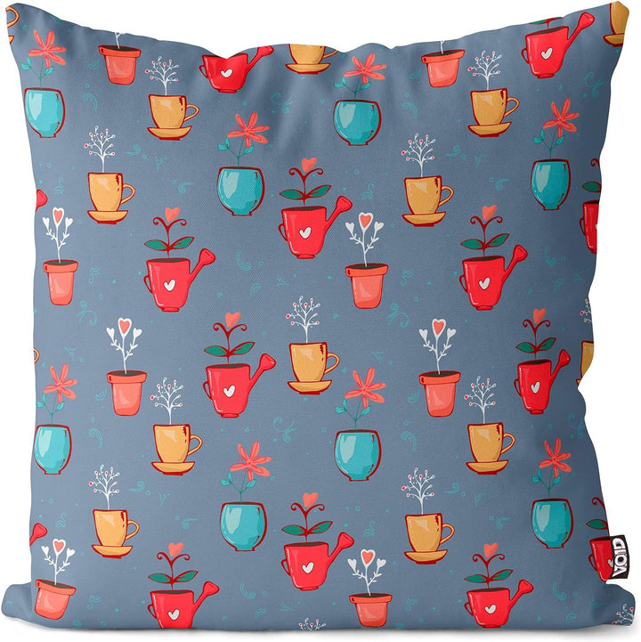 VOID Blumen Vasen Muster Kissenbezug 60x60 Kissenhülle Kissen Sofakissen Dekokissen wetterfest Outdo