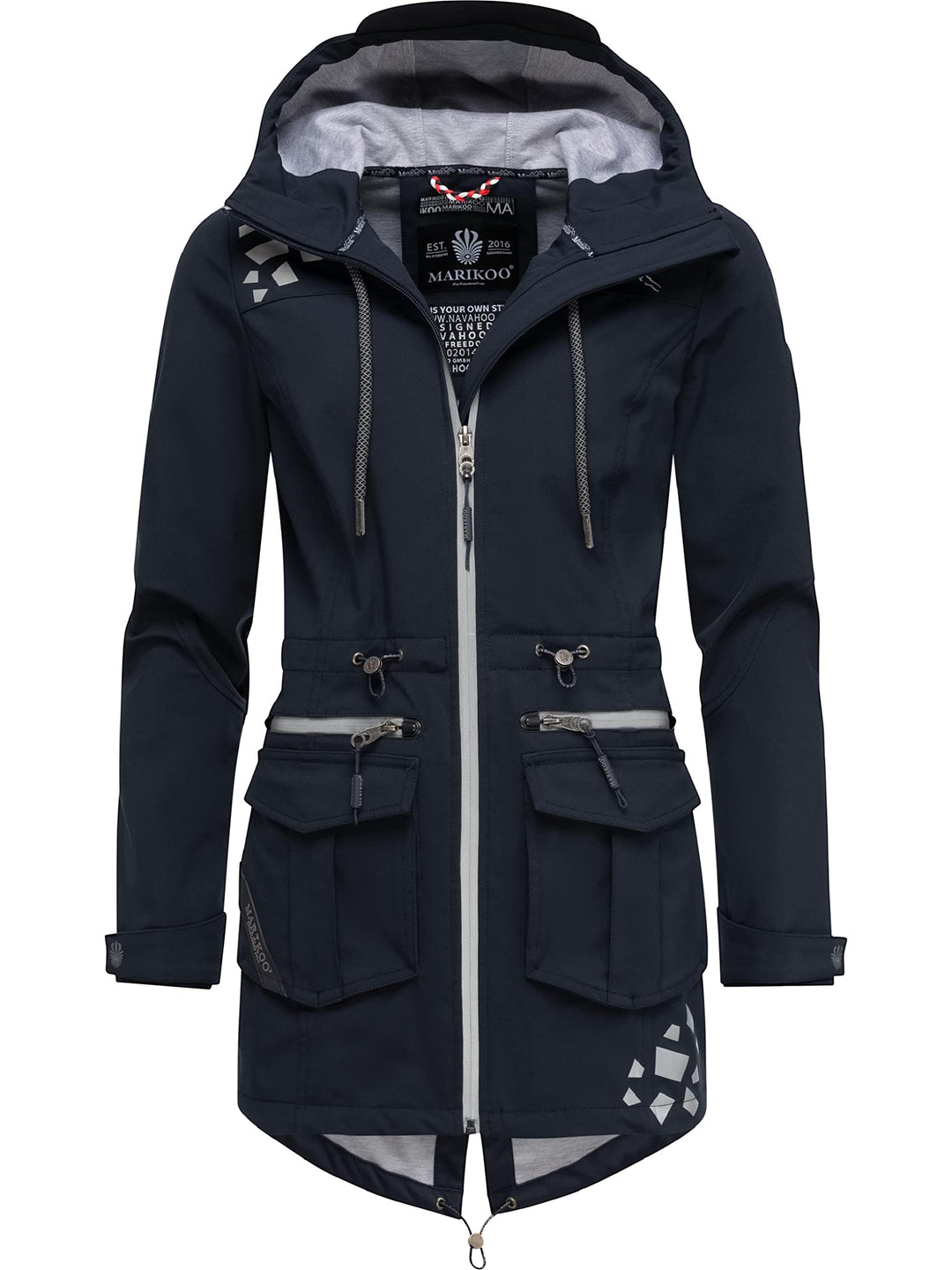 MARIKOO Damen Softshellmantel Softshelljacke Outdoorjacke Übergangsjacke Parka Kapuze Ulissaa XS-3XL