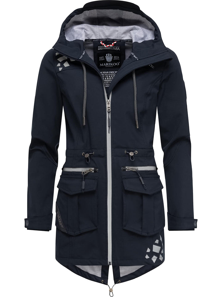 MARIKOO Damen Softshellmantel Softshelljacke Outdoorjacke Übergangsjacke Parka Kapuze Ulissaa XS-3XL