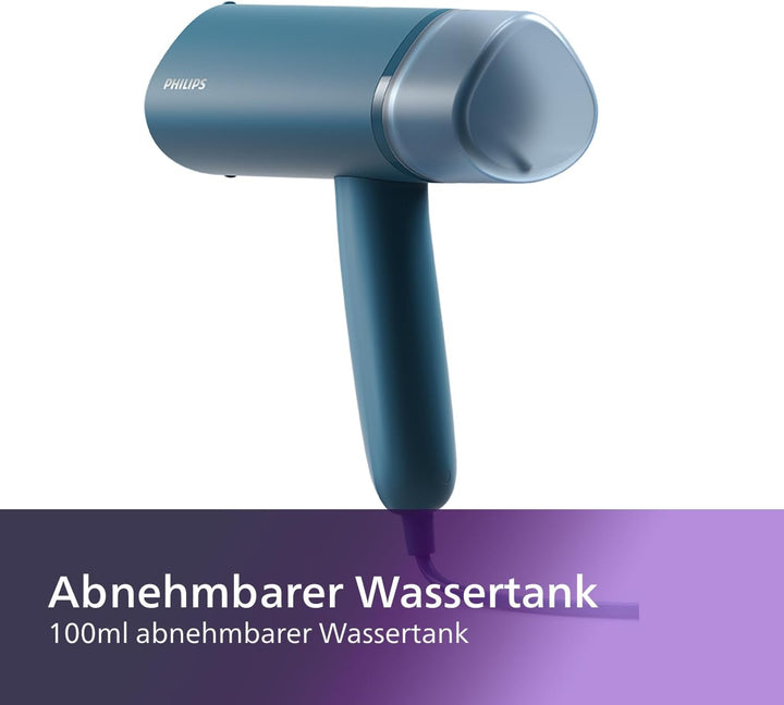 Philips 3000-Serie Tragbarer Dampfglätter - 1000 W, Kompakt und Faltbar, 100ml Wassertank konstante