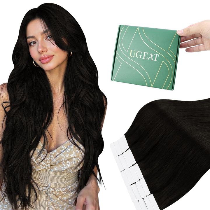 Ugeat Braun Tape Extensions Echthaar 30cm Tape Haarverlängerung Echthaar Invisible Seamless Tape Ext