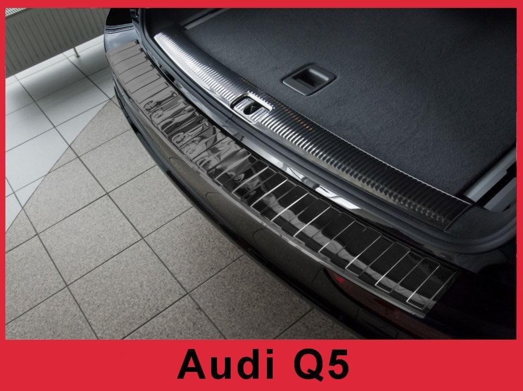 Avisa Spiegelschwarz Edelstahl Heckstossstangenschutz kompatibel mit Audi Q5 2008-2012 & 2012- 'Ribs
