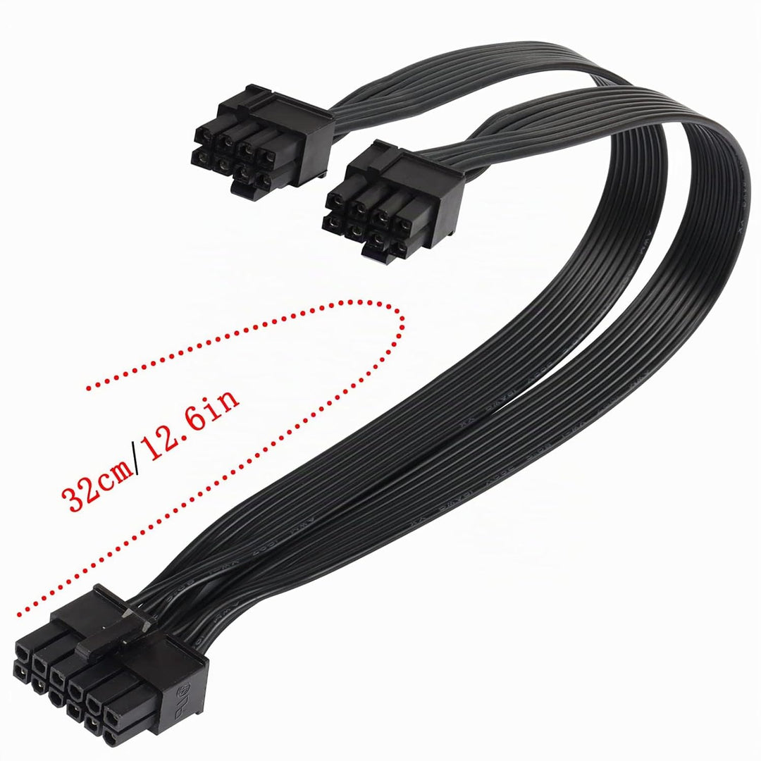 QIANRENON PCI-E 12 Pin auf Dual 8 Pin (6Pin+2Pin) Grafikkarten-Netzteilkabel Stecker auf Stecker, ge