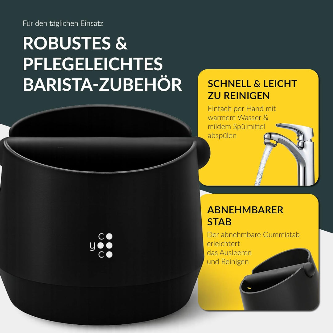 COYOOCO Abklopfbehälter für Siebträger gross – Espresso Knock Box geräuscharm mit rutschfestem Stand