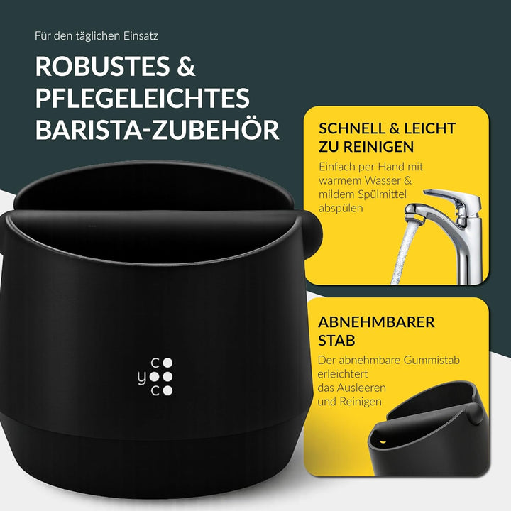 COYOOCO Abklopfbehälter für Siebträger gross – Espresso Knock Box geräuscharm mit rutschfestem Stand