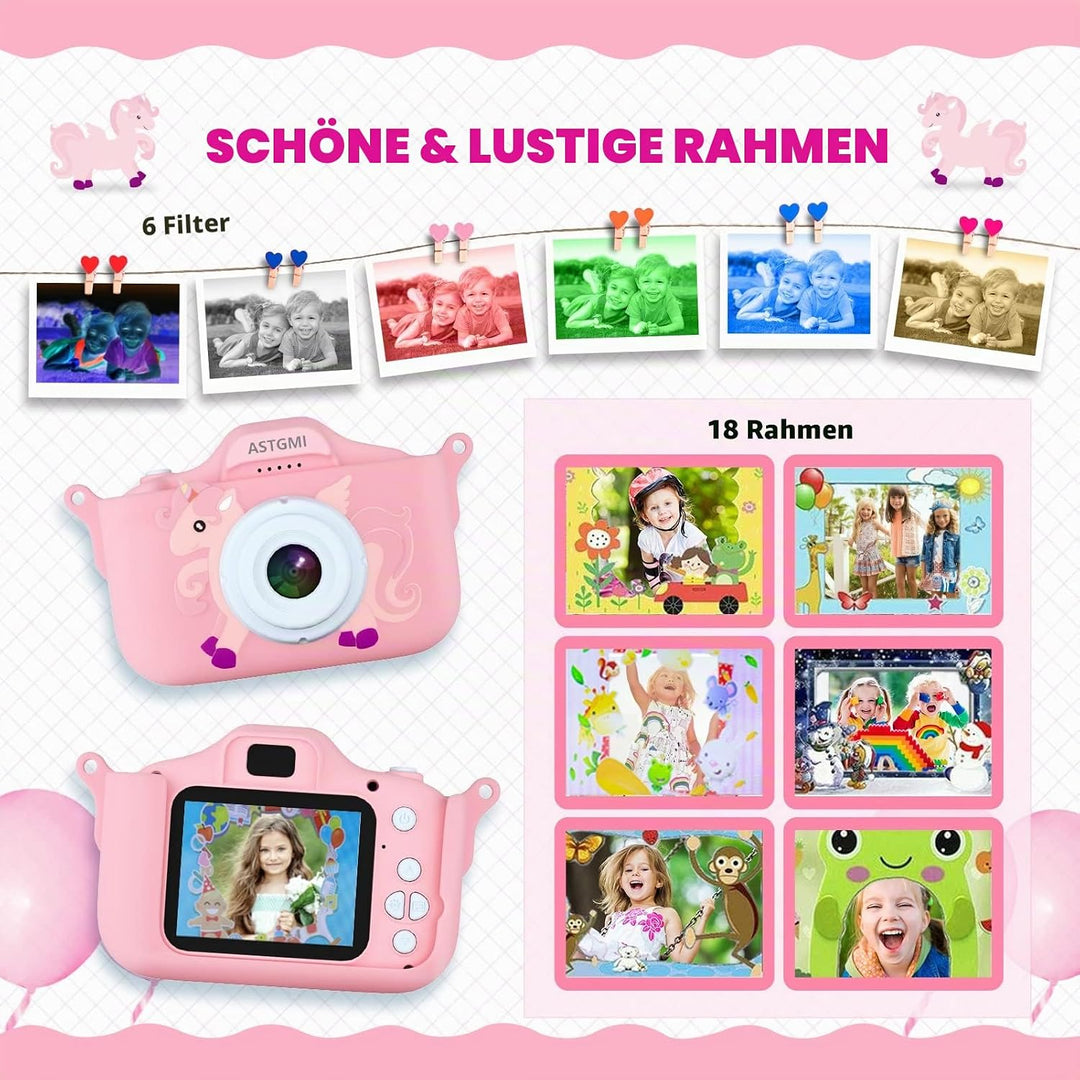 Kinder Kamera, 2.0”Display Digitalkamera ，Geschenke für 3 4 5 6 8 7 9 10 11 12Jahre Jungen und mädch