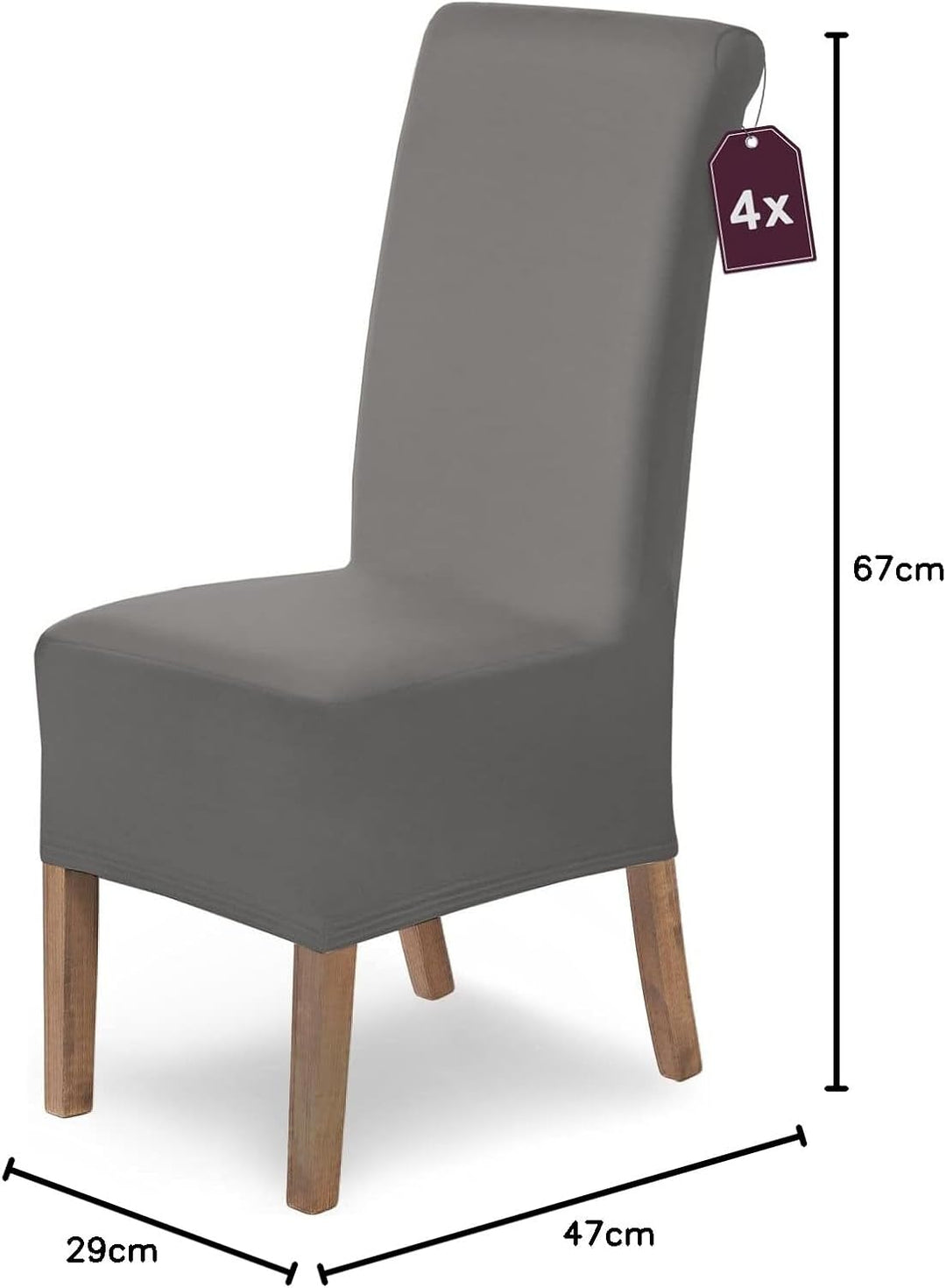 SCHEFFLER-Home Stuhlhussen 4er Set Lena Grau/elastische und langlebige Hussen für Stühle/Robustes Fr