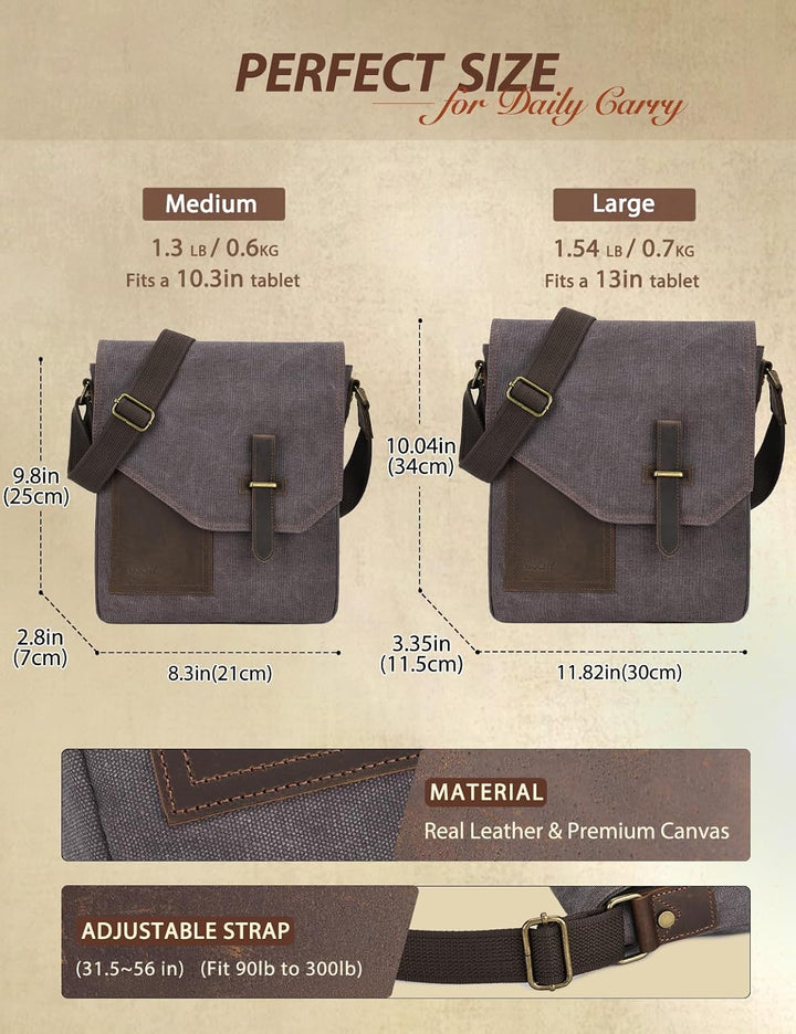 VASCHY Umhängetasche Herren mit RFID-Schutz,Vintage Messenger Bag Herrentasche Schultertasche Kurier