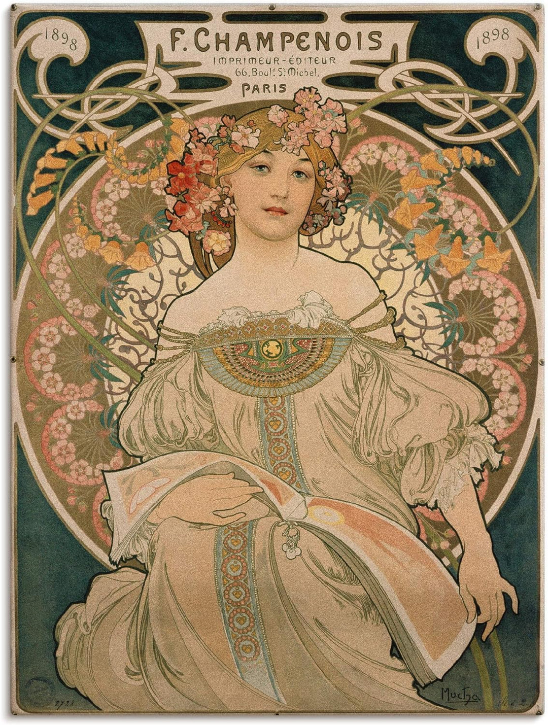ARTland Leinwandbild Wandbild Bild auf Leinwand 30x40 cm Wanddeko Frau Blumen Champagne Plakat für F