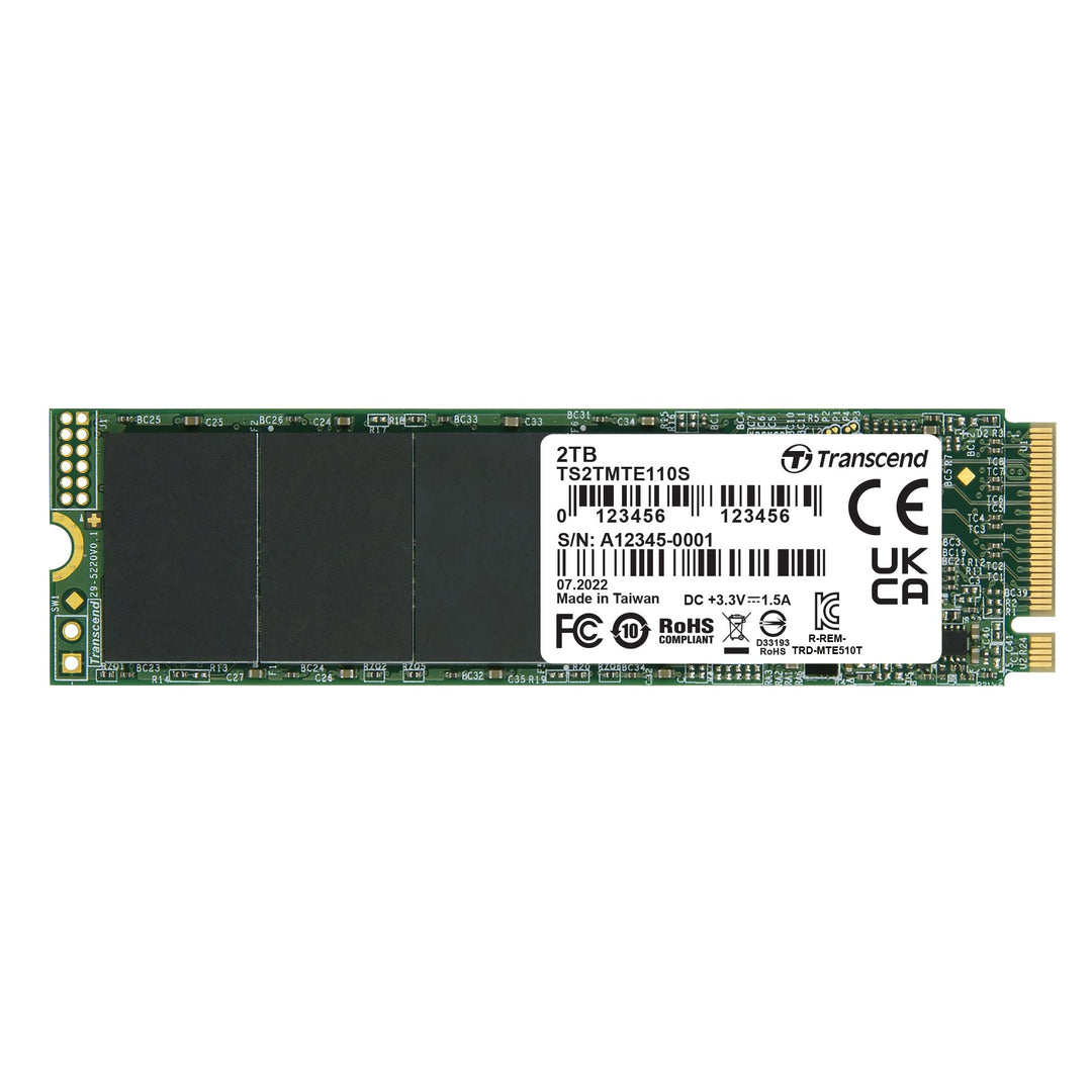 Transcend 2TB PCIe Gen3 x4 M.2 SSD 2280 für High-End-Anwendungen (Gaming, digitale Audio- und Videop